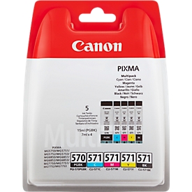 Canon voordeelpakket, 2 inktcartridges PGI-570 PGBK/CLI-571, zwart, zwart-gepigmenteerd, CMY