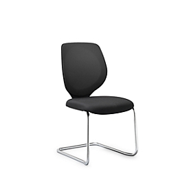 Cantilever chair GIROFLEX 353, with mesh backrest, precision tubular steel, stackable, without armrests, black/black