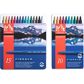 Caran d’Ache Feutres Fibralo, largeur de trait 1, couleur assortie, dans une boîte en métal, 10 pcs par boîte