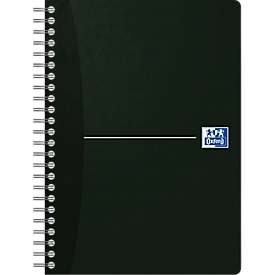 Carnet à spirales OXFORD Office Essentials A5, format A5, reliure double, 90 feuilles lignées, sans microperforation, blanc, compatible SCRIBZEE®, EU ECO Label, couverture noire, 5 pièces
