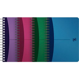 Carnet à spirales OXFORD Office Urban Mix format DIN A6, 90 feuilles quadrillées, blanc, EU ECO Label PEFC, couvertures de couleur assortie, 10 pièces