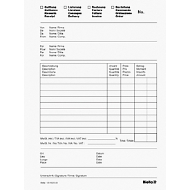 Carnet de formulaires Biella Copy-Bloc "polyvalent", A6, trilingue, perforé, autocopiant, numéroté, sans perforation, papier, 50 feuilles