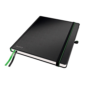 Carnet de notes Leitz Complete, format B5, 80 feuilles quadrillées, couverture rigide, aspect cuir, certifié FSC®, noir