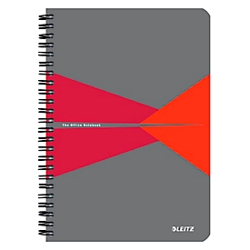 Carnet de notes Leitz Office, DIN A5, quadrillé, reliure à spirales, couverture plastique, certifié FSC®, rouge