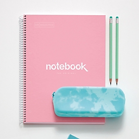 Carnet de notes Miquelrius Emotions 1, DIN A4, 80 feuilles quadrillées et opaques, perforé, reliure à spirales, couverture rigide, rose