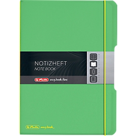 Carnet de notes my.book Herlitz, format A4, plastique, 2 x 40 feuilles quadrillées/lignées, vert