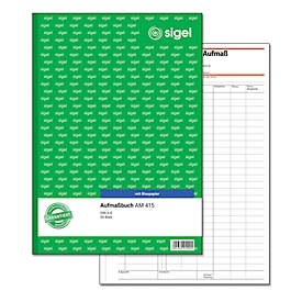 Carnet de prises de mesures avec papier carbone AM415 sigel®, format A4 portrait, 50 feuilles