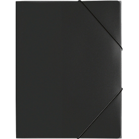 Carpeta Pagna con 3 solapas y banda elástica, A4, PP, negra