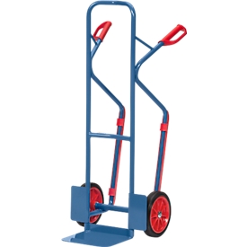 Carretilla de tubo de acero, hasta 300 kg, Al 1300 mm, ruedas de goma maciza, azul