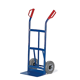 Carretilla para sacos con pared trasera bombeada, capacidad de carga 200 kg, ruedas neumáticas