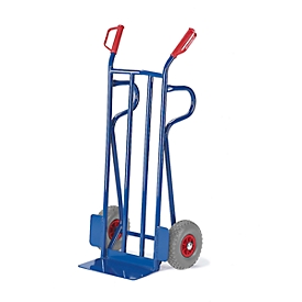 Carretilla para sacos, neumáticos de caucho macizo, asas de seguridad, 18 kg, capacidad de carga 250 kg, azul genciana RAL 5012