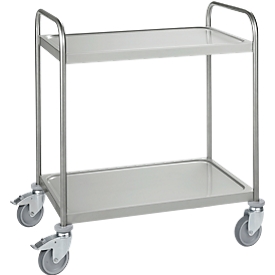 Carrito de acero inoxidable, An 845 x P 545 mm, goma maciza, carcasa de rueda galvanizada