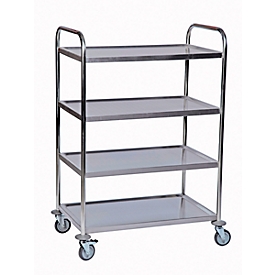 Carrito de transporte con mesa de acero inoxidable 4 niveles, 825 x 500 mm