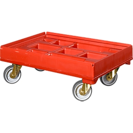 Carrito de transporte para recipiente 600 x 400 mm, rojo