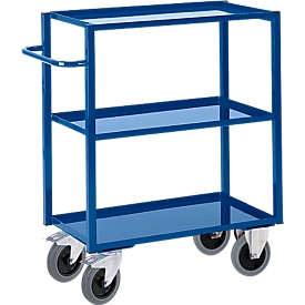 Carro de transporte de 3 etapas, Rollcart, L 1100 x A 500 mm, capacidad de carga 400 kg, con ruedas TPE, azul genciana RAL 5010