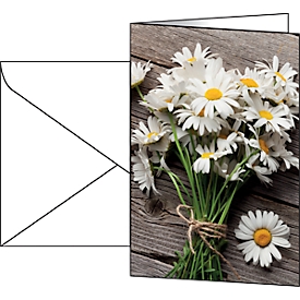 Carte de vœux Sigel "Summery", format B6, 115 x 170 mm, avec enveloppes blanches et gommées, gris-blanc, carton brillant FSC®, 10 pièces