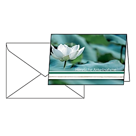 Carte funéraire Sigel "Water Lily", format B6, 115 x 170 mm, avec enveloppes blanches et gommées, vert, carton brillant FSC®, 10 pièces