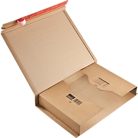 Carton d'expédition, carton ondulé, brun, l. 510 x P 330 x H 85 mm, avec fermeture autocollante, 20 p.