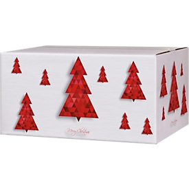 Cartons d'expédition Sapin de Noël - L 306 x l. 221 x H 150 mm - blanc et brun - 20 pièces
