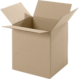 Cartons pliables et ondulés, 1 cannelure, 200 x 200 x 200 mm, brun