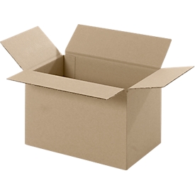 Cartons pliables et ondulés, 1 cannelure, 215 x 155 x 135 mm, brun