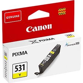 Cartouche d'encre originale Canon CLI-531Y (6121C001), jusqu'à 515 pages, pack individuel, jaune