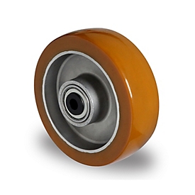 CASCOO inbouwwiel AAU5, met wiel ø 100 mm x B 40 mm, aluminium velg, polyurethaan loopvlak, bruin, dubbele kogellagering, tot 250 kg