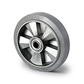 CASCOO inbouwwiel BAF2, met wiel ø 160 mm x B 50 mm, aluminium velg, elastisch loopvlak, grijs, dubbele kogellager, tot 400 kg