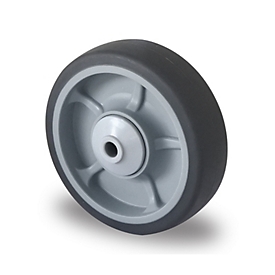 CASCOO inbouwwiel P2G2, met wiel ø 125 mm x B 35 mm, velg van polypropyleen, loopvlak van elastomeer, grijs, kogellager, tot 165 kg