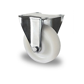 CASCOO Roulette fixe Z0Z0, avec ø de roue 125 mm x L 50 mm, jante en polyamide, bande de roulement en polyamide, naturel/blanc, roulement à billes double, jusqu'à 500 kg