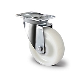 CASCOO swivel castor Z0Z0, with wheel ø 125 mm x W 50 mm, polyamide rim, polyamide tread, natural/white, double ball bearing, up to 500 kg