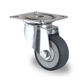CASCOO zwenkwiel P2T2, met wiel ø 50 mm x B 19 mm, velg van polypropyleen, loopvlak van elastomeer, grijs, kogelgelagerd, tot 50 kg
