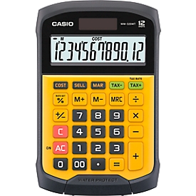 Casio bureaucalculator WM-320MT, 12 cijfers, 1 regel, LC-display, belastingberekening, winstberekening, batterij/solobedrijf, B 109 x H 169 mm, geel-zwart
