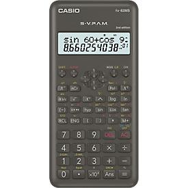 Casio wetenschappelijke rekenmachine fx-82MS-2, LC-display, 10 cijfers, 2 regels, werkt op batterijen, met klep, B 77 x H 162 mm, zwart