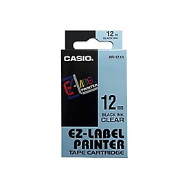 Casio XR-12X1 - Selbstklebend - schwarz auf durchsichtig - Rolle (1,2 cm x 8 m)