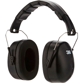Casque antibruit 3M PELTOR 90563E, serre-tête pliable et ajustable avec rembourrage, valeur SNR 30 dB, plastique ABS, noir