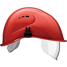 Casque de protection VOSS VisorLight, rouge carmin, EN 397, PE, visière EN 166, froid -30 °C, coiffe à 6 points d'attache, tour de tête 51-64 cm