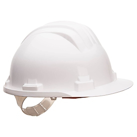 Casque de sécurité de travail Portwest PS61, non ventilé, avec visière, gouttière, calotte réglable, PEHD, blanc