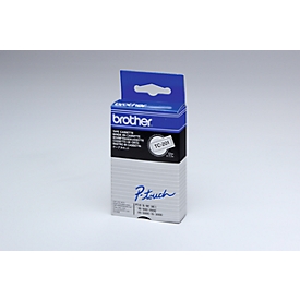 Cassette de ruban pour titreuses TC-201 Brother, 12 mm de largeur, blanc/noir
