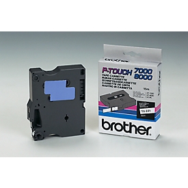Cassette de ruban pour titreuses TX-221 Brother, 9 mm de largeur, blanc/noir
