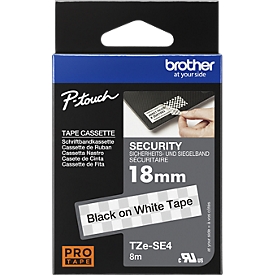 Cassette de ruban pour titreuses TZe-SE4 Brother, blanc/noir