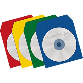 CD/DVD paper sleeves, resealable, window, assorted colours, 100 pieces