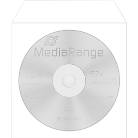 CD-/DVD-Papierhüllen, selbstklebende Lasche, Sichtfenster, weiß, 100 Stück