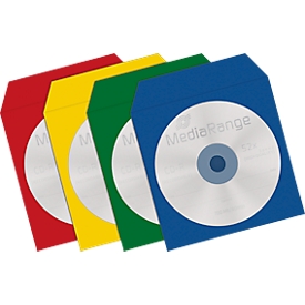 CD-/DVD-Papierhüllen, wiederverschliessbar, Sichtfenster, farbig sortiert, 100 Stück
