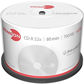 CD-R PRIMEON, jusqu'à 52 fois, 700 Mo / 80 min., spindle de 50 CD-R