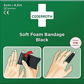 CEDERROTH Soft Foam Bandage, selbsthaftend elastisch, schwarz, 6 cm x 4,5 m
