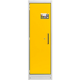 Cemo Armoire de sécurité Modèle 90 PROline 6/20, portes à fermeture automatique, charnières à gauche, L 635 x P 600 x H 1950 mm, 33 litres, gris/jaune trafic