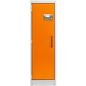 Cemo armoire de sécurité type 90 PROline 6/20, portes à fermeture automatique, charnières à gauche, L 600 x P 600 x H 1950 mm, 33 litres, gris/orange