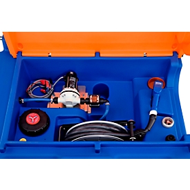 CEMO Blue-Mobil EASY Premium portable tank, with CEMATIC BLUE 12 V diaphragm pump, 980 l tank for AdBlue®, meter K24, W 1270 x D 1070 x H 1120 mm