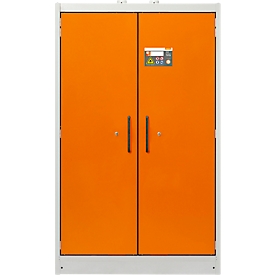 Cemo veiligheidskast type 90 PROline 12/20, zelfsluitende deuren, B 1200 x D 600 x H 1950 mm, 33 liter, grijs/oranje